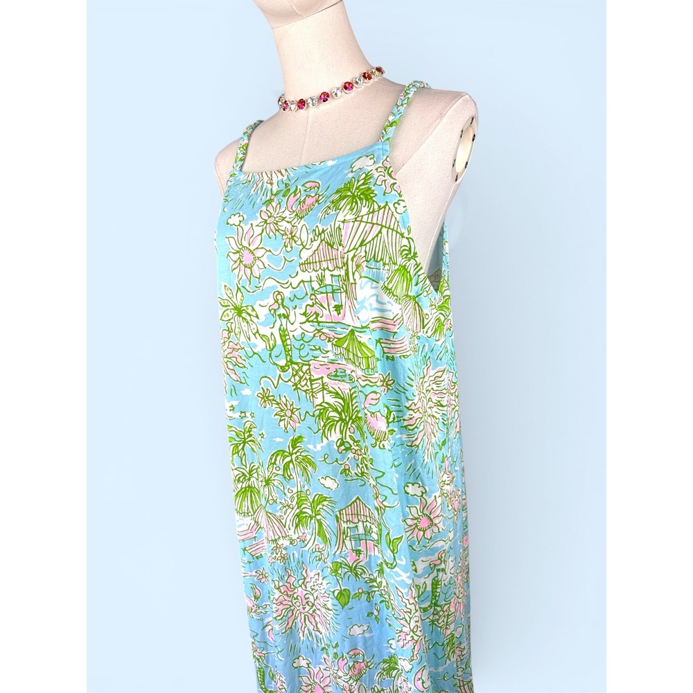 Lilly Pulitzer NWOT Mermaid Cove Maxi Dress SZXL Blue Green Cotton Linen blend - Picture 6 of 15